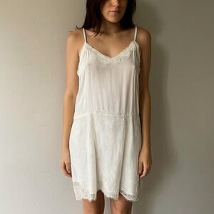 Loyd Ford Palm Springs Slip Dress Womens 0 White Lace‎ Trim Cami Romantic